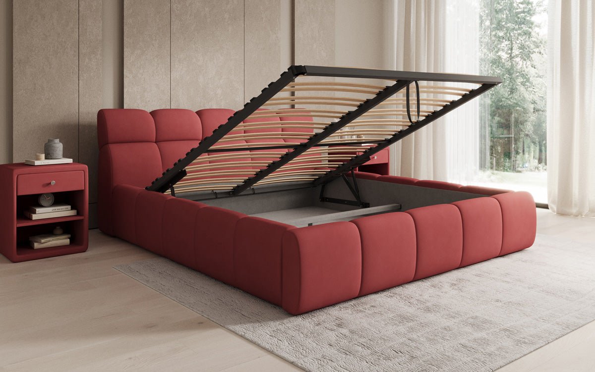 Designer Upholstered Bed Dallas Fabric with Storage