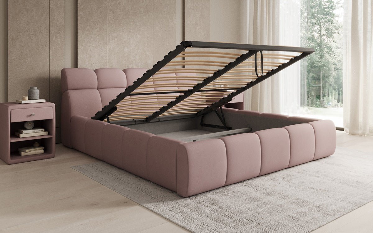Designer Upholstered Bed Dallas Fabric with Storage