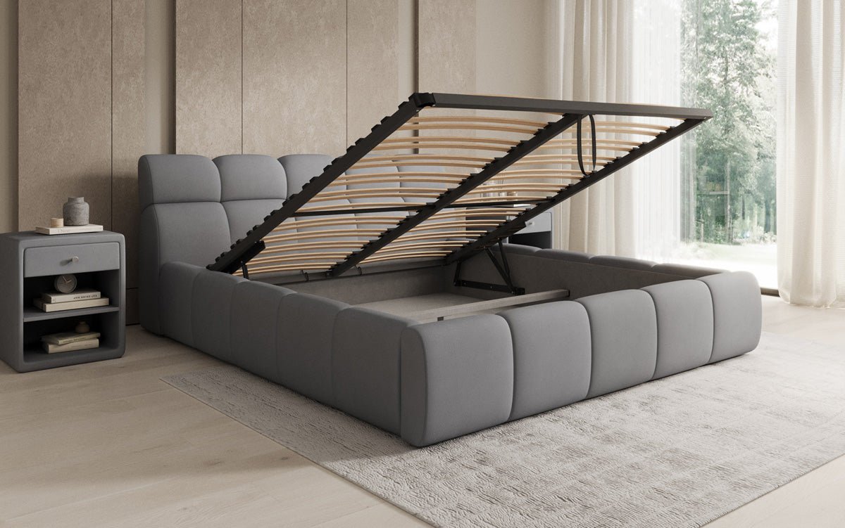 Designer Upholstered Bed Dallas Fabric with Storage