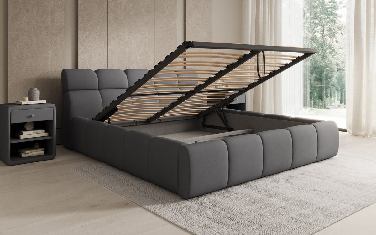 Designer Upholstered Bed Dallas Fabric with Storage