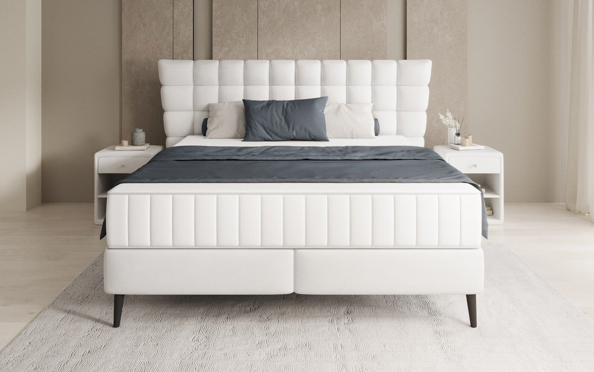 Box spring bed Alvion in genuine leather