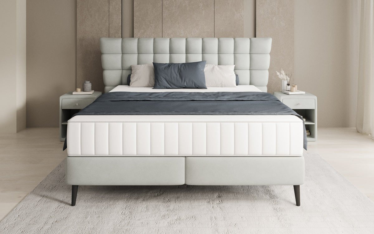 Box spring bed Alvion in genuine leather