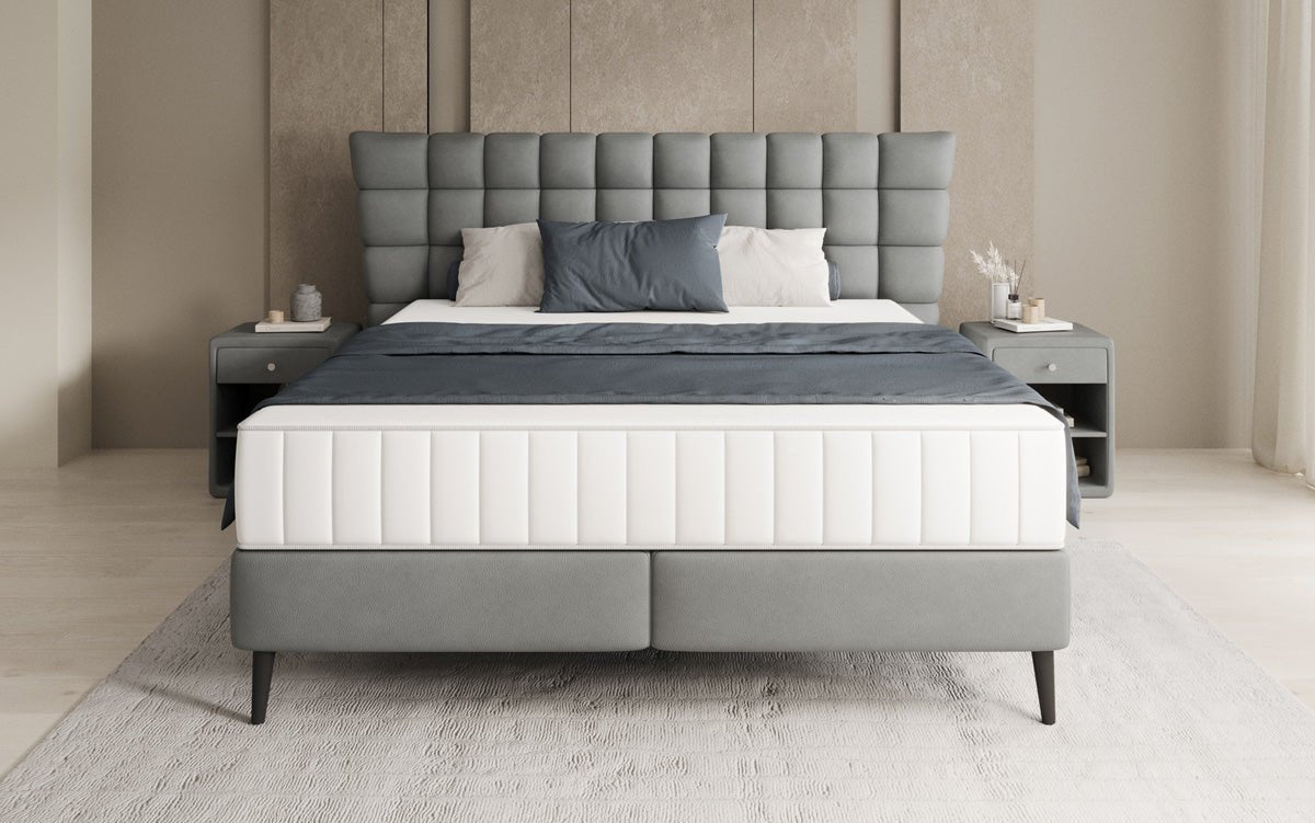 Box spring bed Alvion in genuine leather