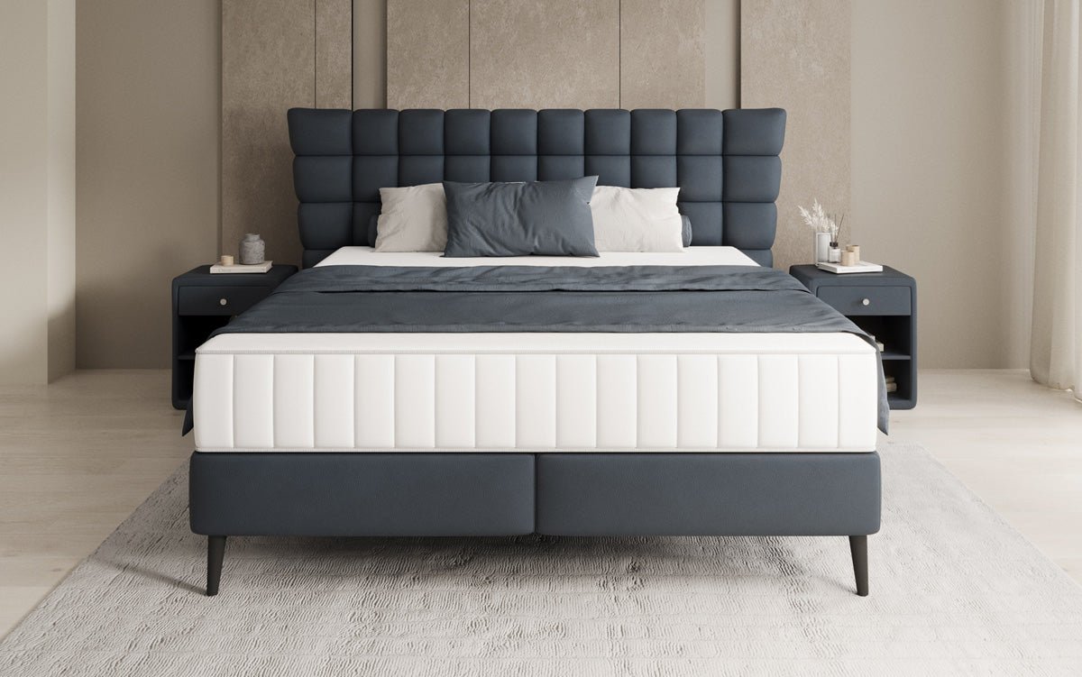 Box spring bed Alvion in genuine leather