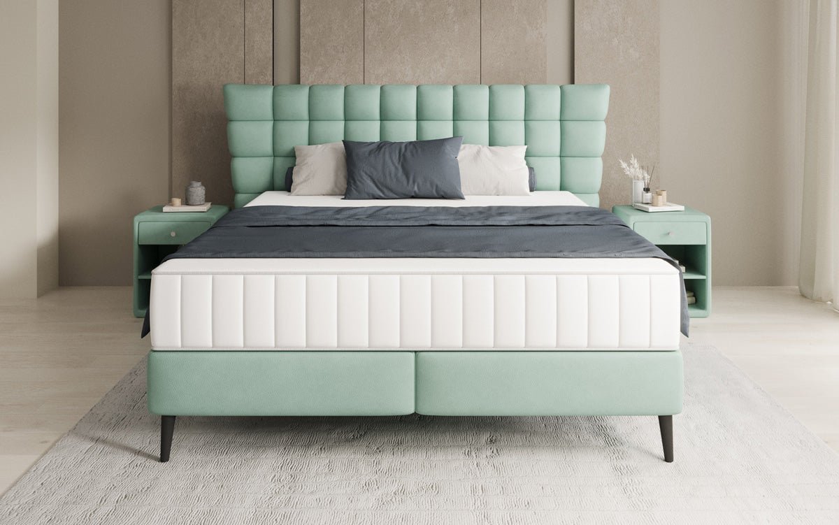 Box spring bed Alvion in genuine leather