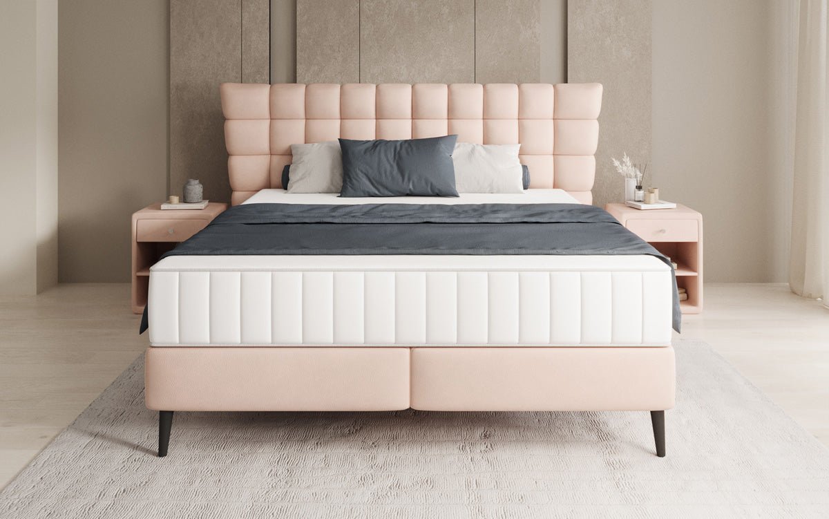 Box spring bed Alvion in genuine leather