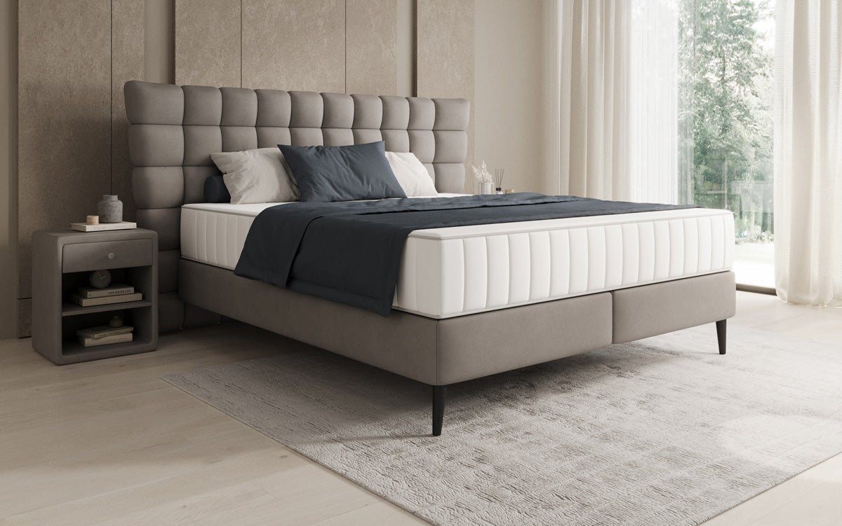 Box spring bed Alvion in genuine leather