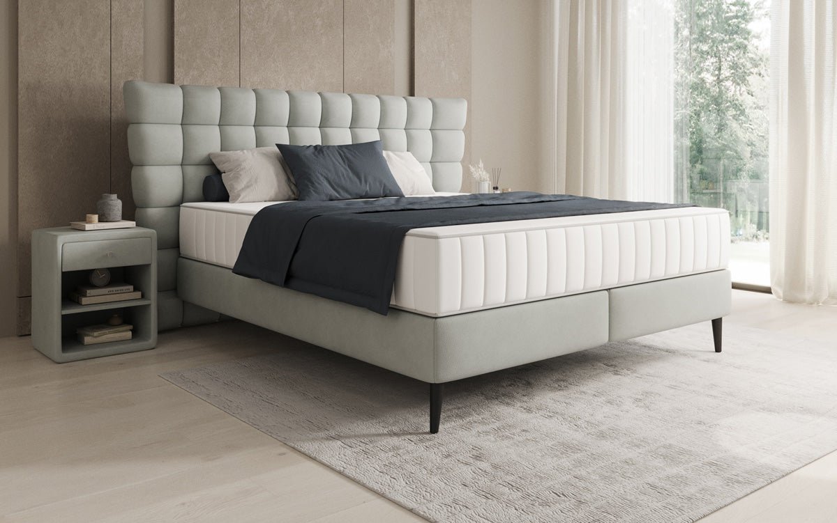 Box spring bed Alvion in genuine leather