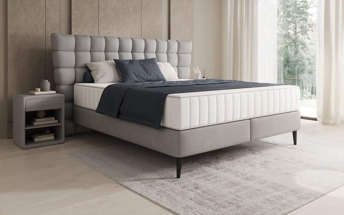 Box spring bed Alvion in genuine leather