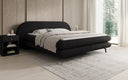 Box spring bed Marisol with oval headboard in bouclé