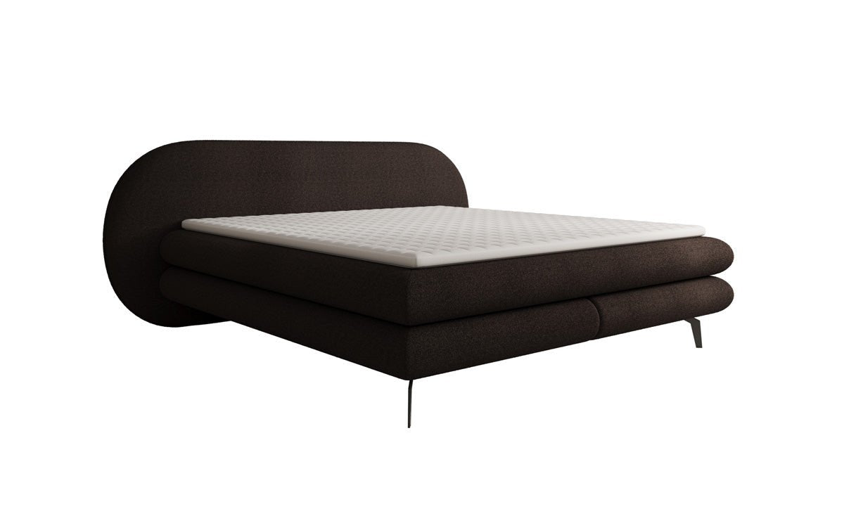 Box spring bed Marisol with oval headboard in bouclé