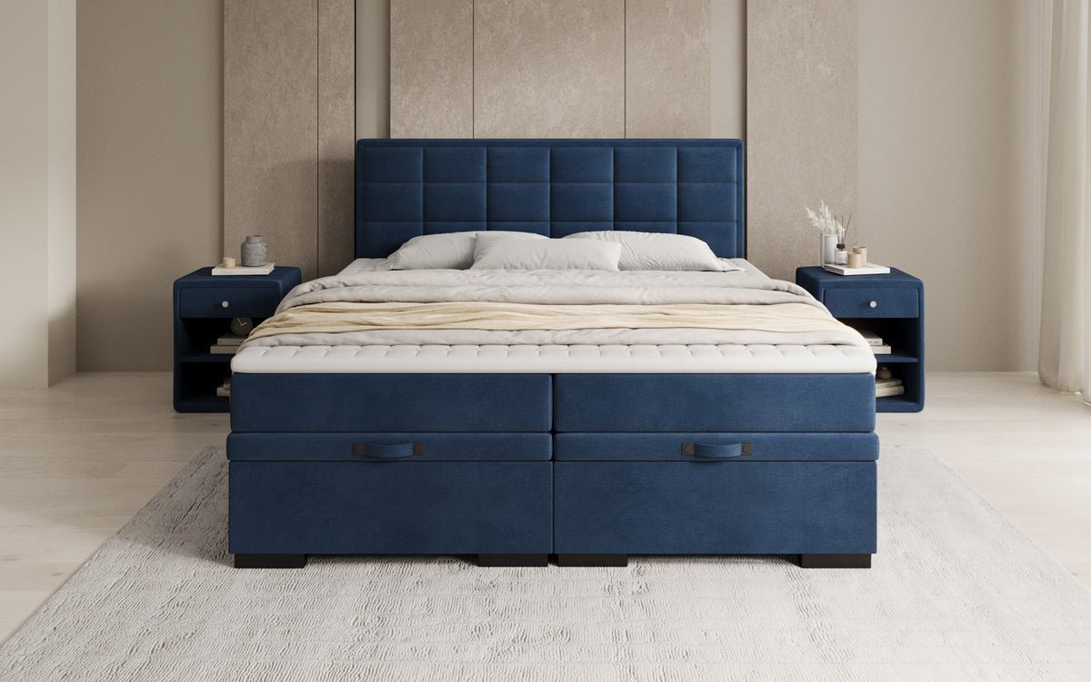 Box spring bed Alessia with storage in velvet