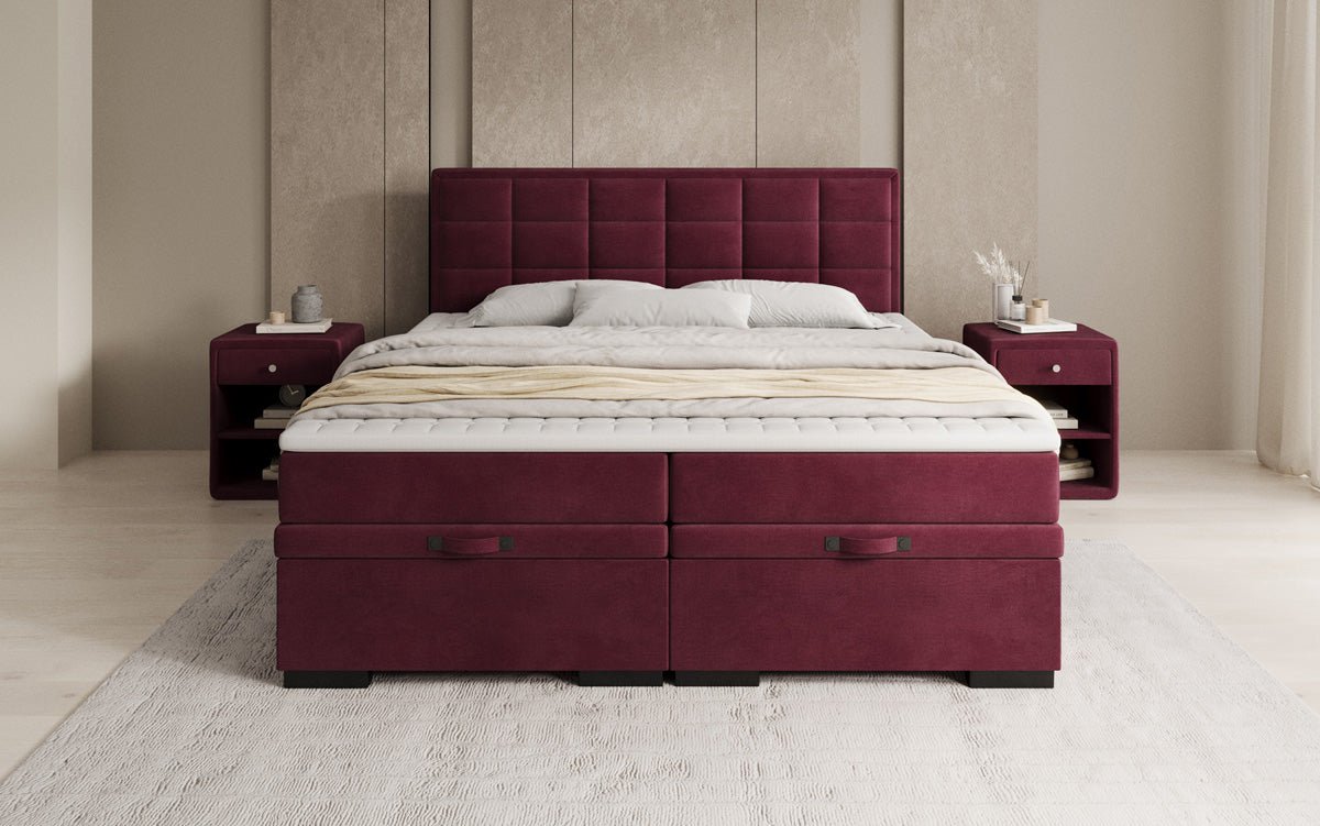 Box spring bed Alessia with storage in velvet