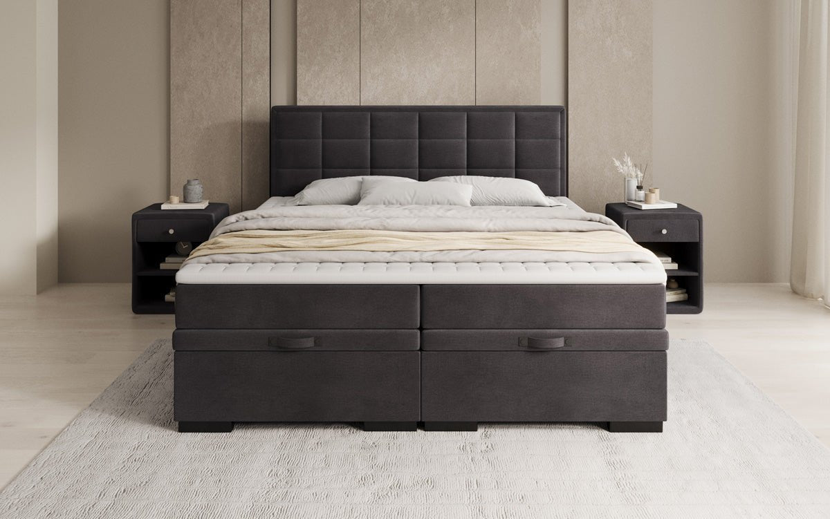 Box spring bed Alessia with storage in velvet