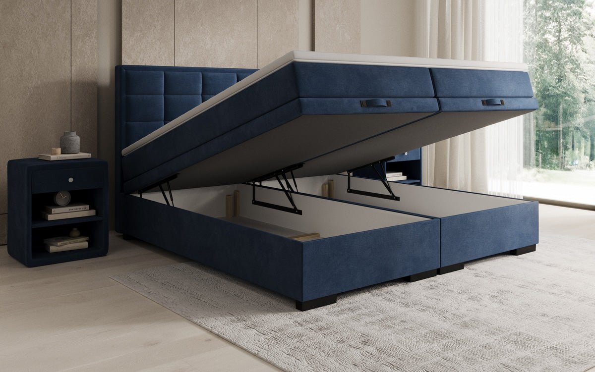 Box spring bed Alessia with storage in velvet
