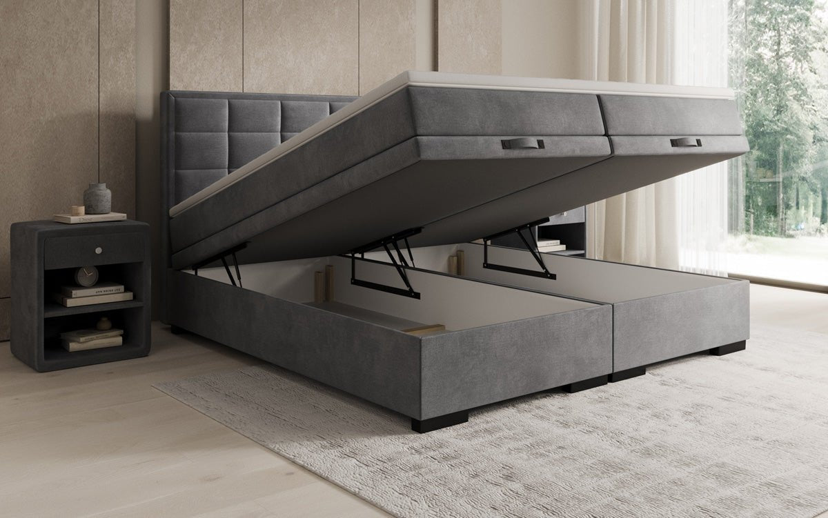 Box spring bed Alessia with storage in velvet