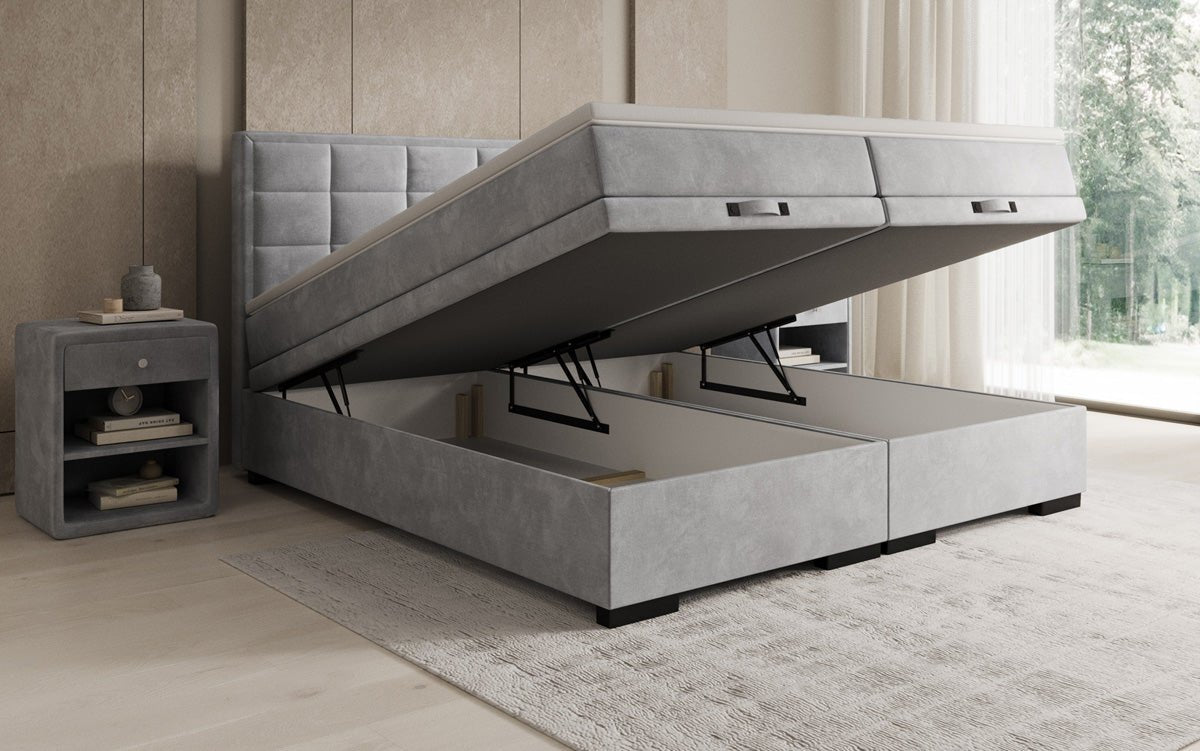 Box spring bed Alessia with storage in velvet