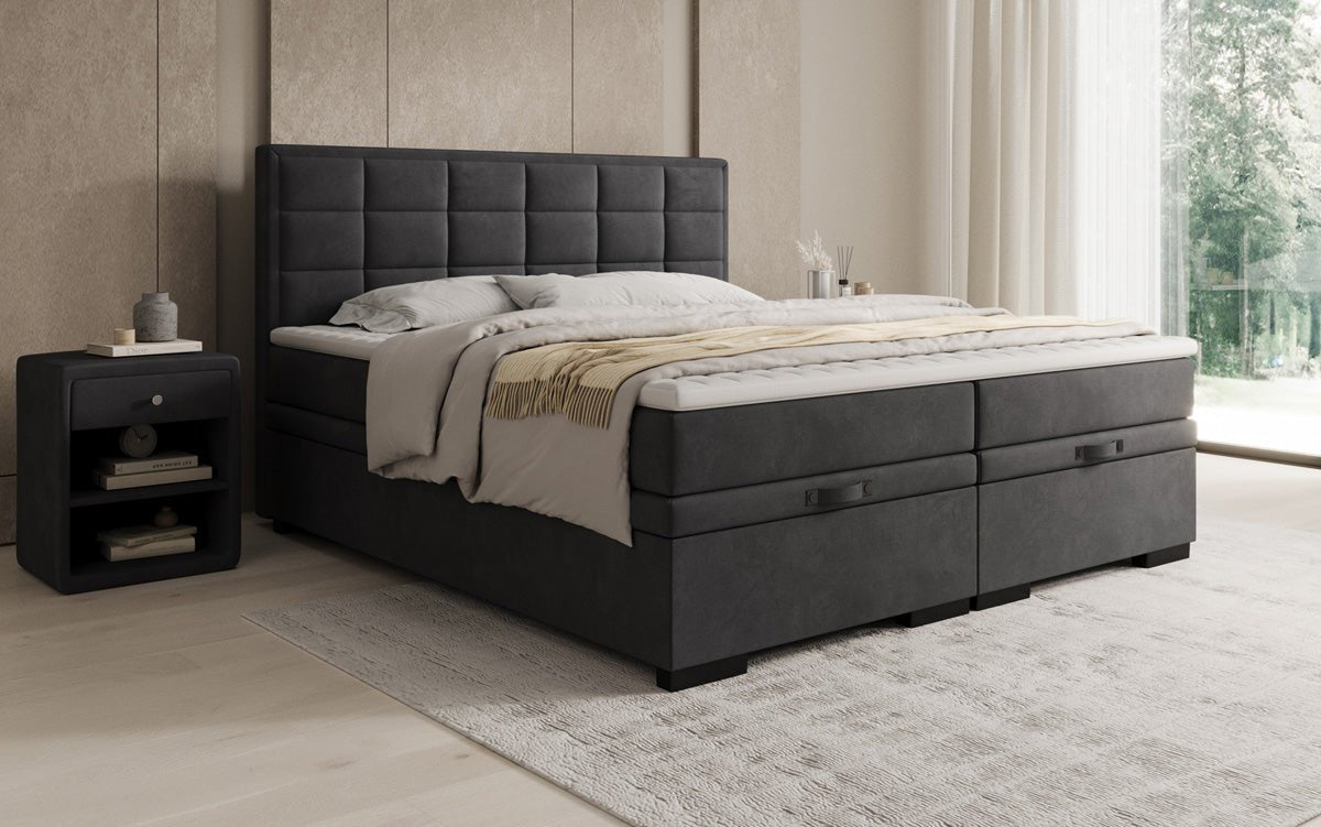 Box spring bed Alessia with storage in velvet
