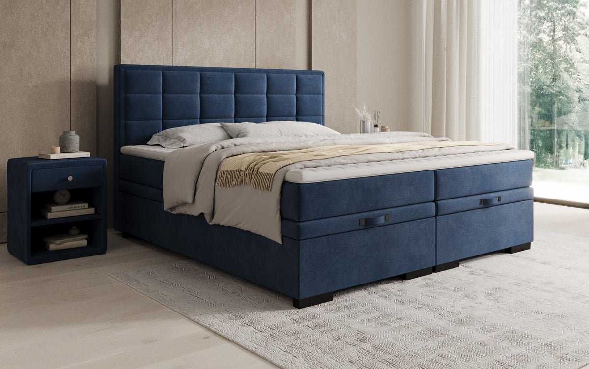 Box spring bed Alessia with storage in velvet