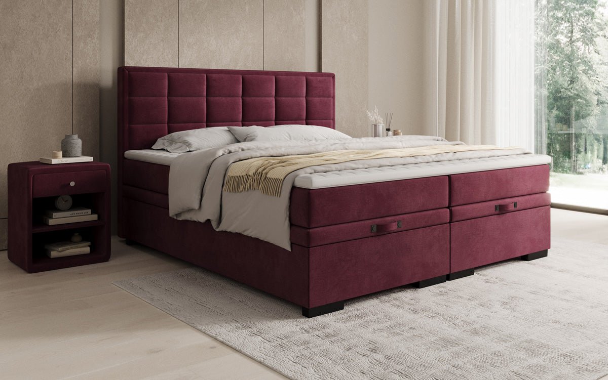 Box spring bed Alessia with storage in velvet