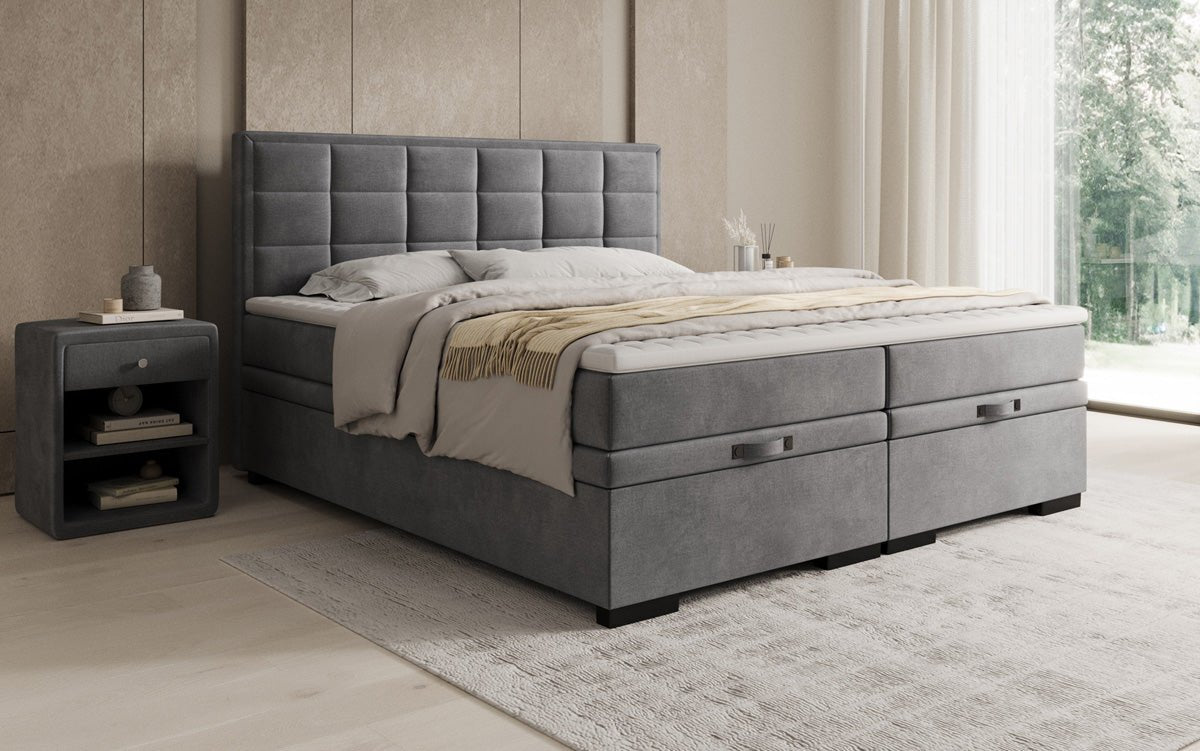 Box spring bed Alessia with storage in velvet