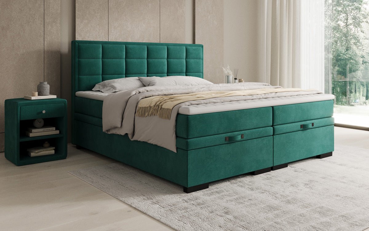 Box spring bed Alessia with storage in velvet