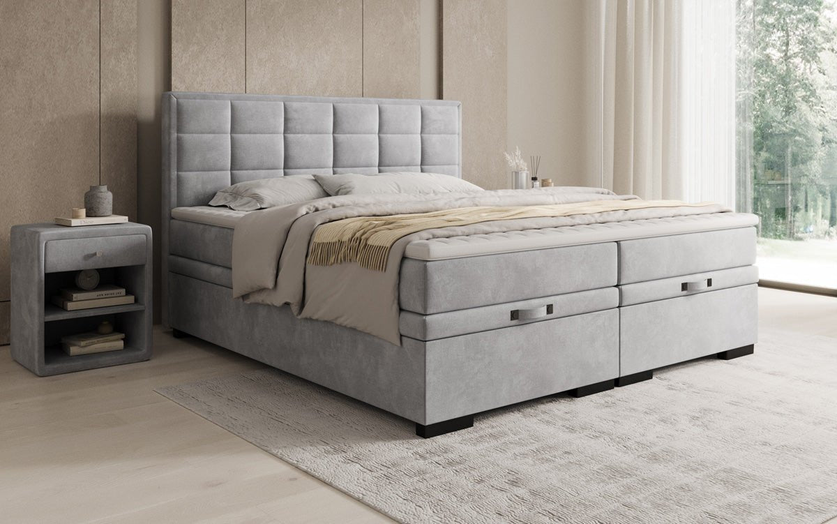 Box spring bed Alessia with storage in velvet