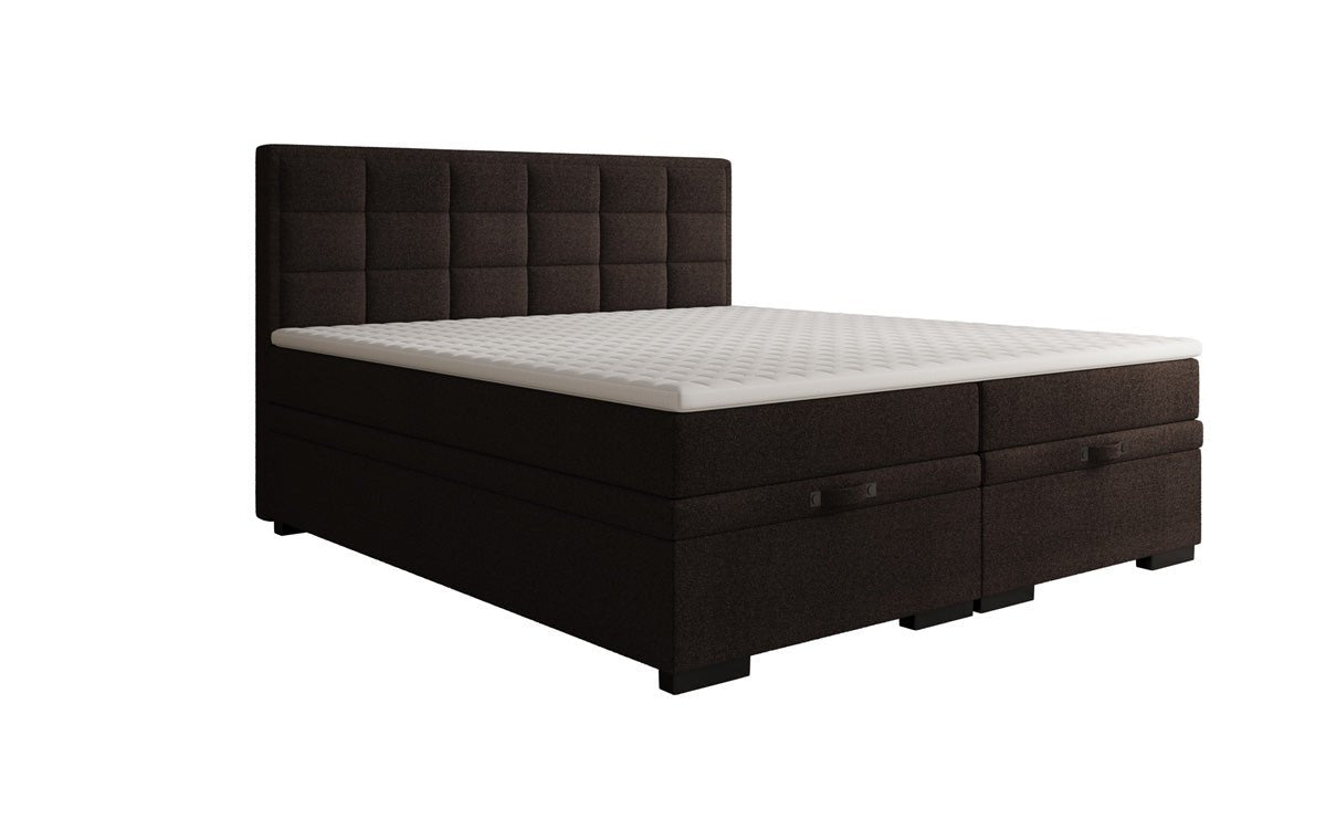 Box spring bed Alessia with storage in teddy bouclé