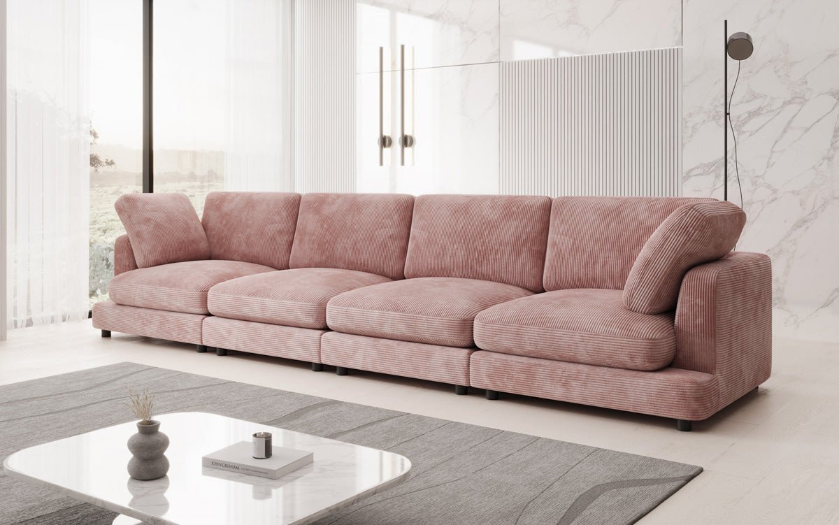 Designer 4-Seater Sofa Thalessa in Corduroy