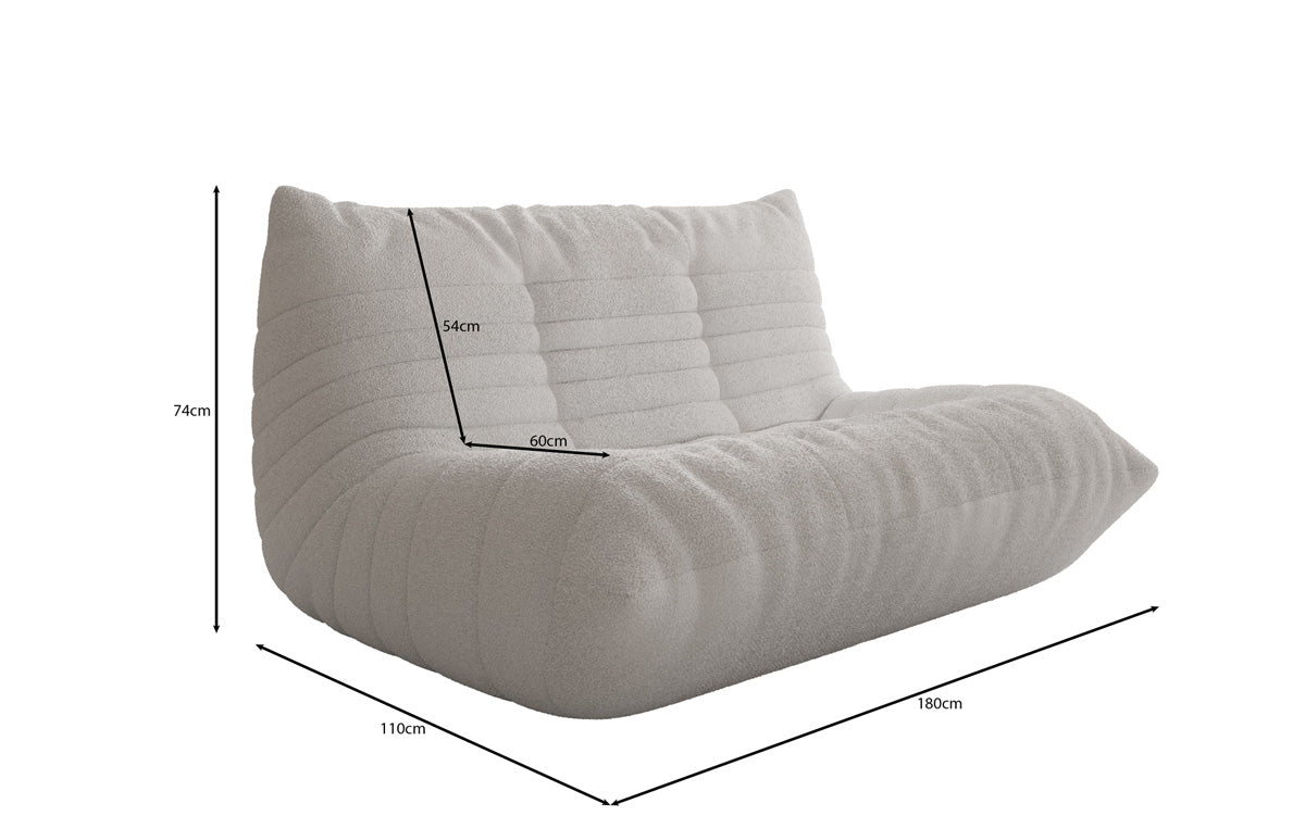 Designer 2-Seater Sofa Calmo in Teddy Bouclé
