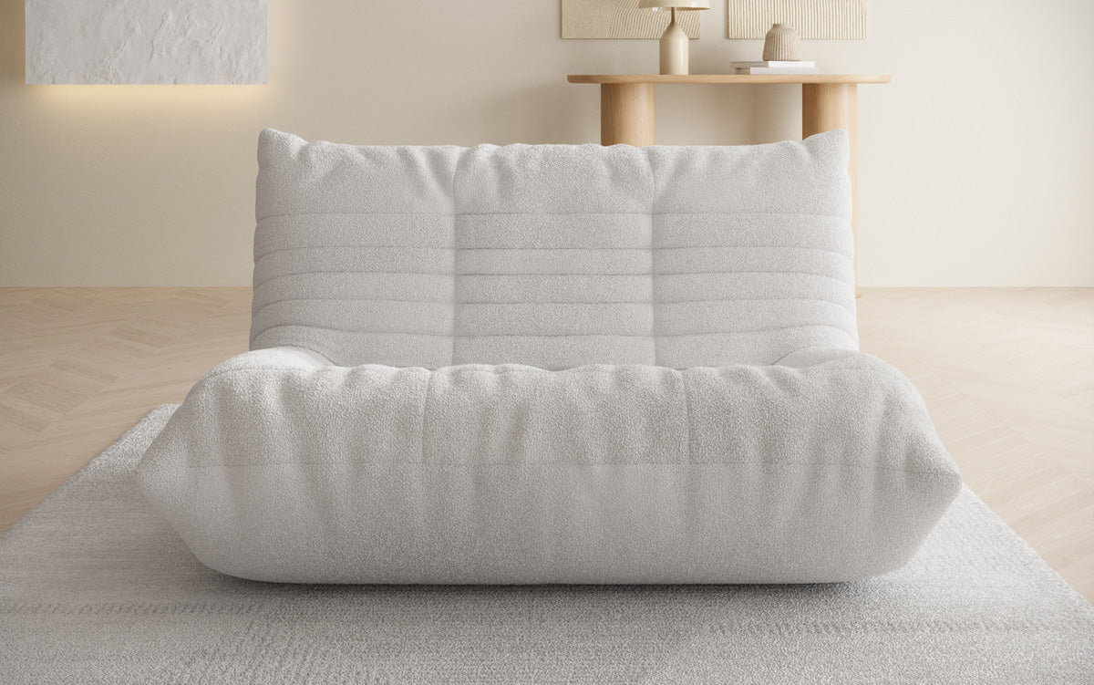 Designer 2-Seater Sofa Calmo in Teddy Bouclé