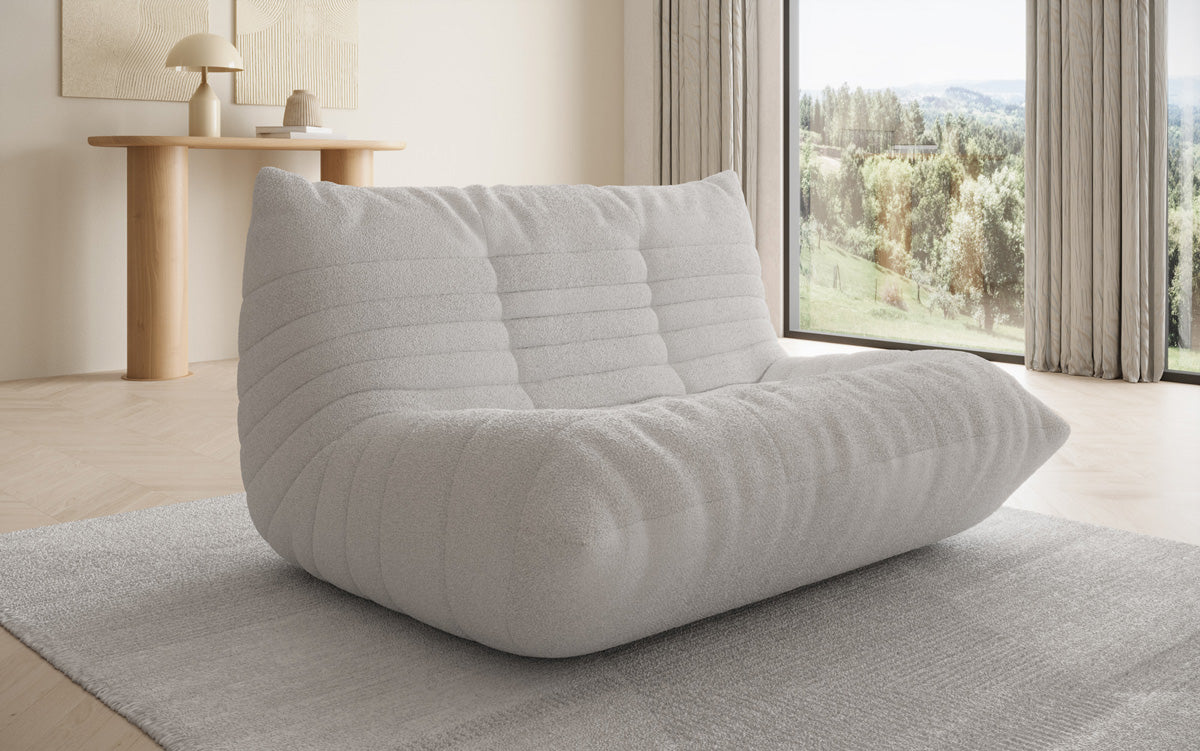 Designer 2-Seater Sofa Calmo in Teddy Bouclé