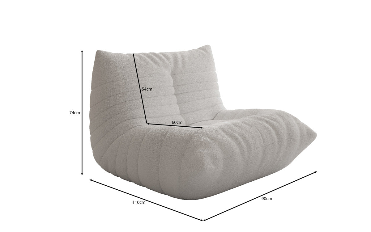Designer sofa armchair Calmo in teddy bouclé