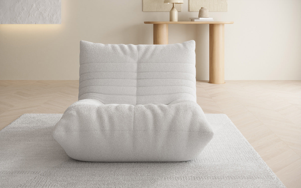 Designer sofa armchair Calmo in teddy bouclé