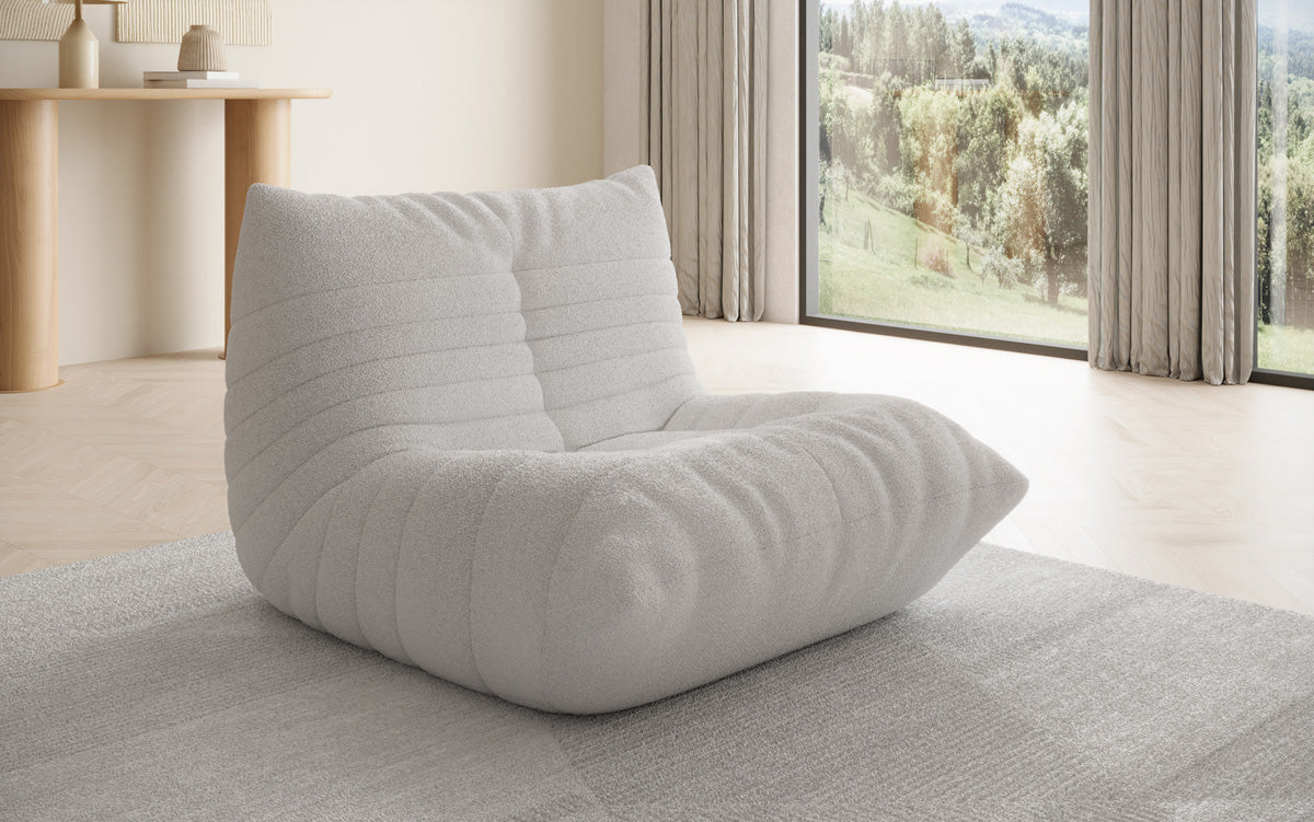 Designer sofa armchair Calmo in teddy bouclé