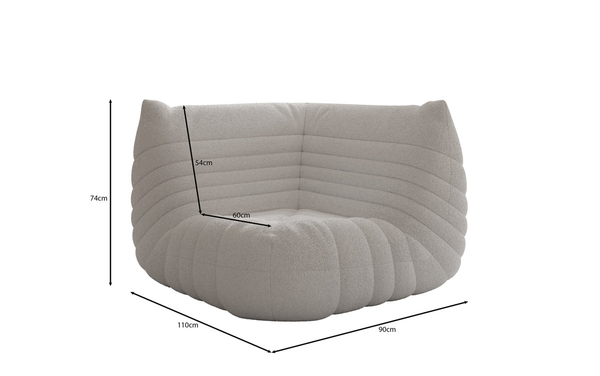 Designer Eckmodul Sofa Armchair Calmo in Teddy Bouclé
