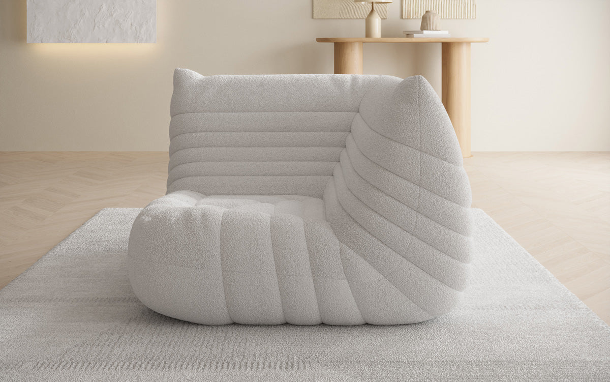 Designer Eckmodul Sofa Armchair Calmo in Teddy Bouclé