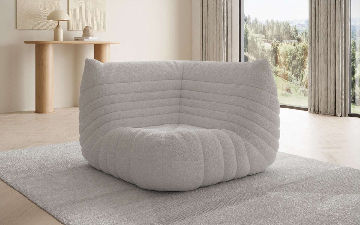 Designer Eckmodul Sofa Armchair Calmo in Teddy Bouclé