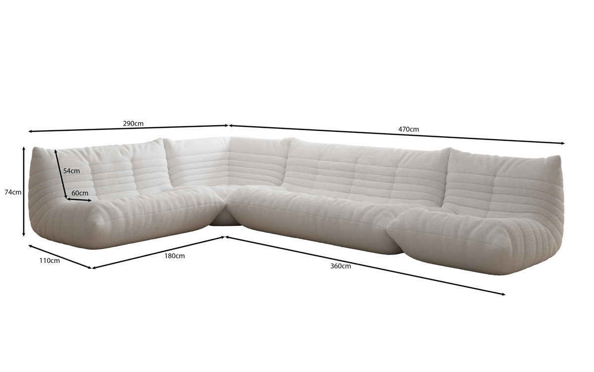 Designer Sofa Living Landscape Calmo in Teddy Bouclé