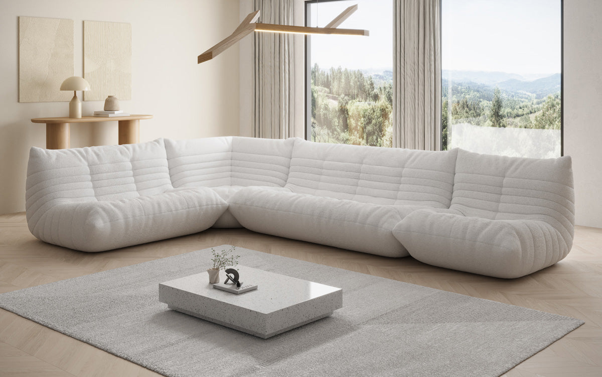 Designer Sofa Living Landscape Calmo in Teddy Bouclé