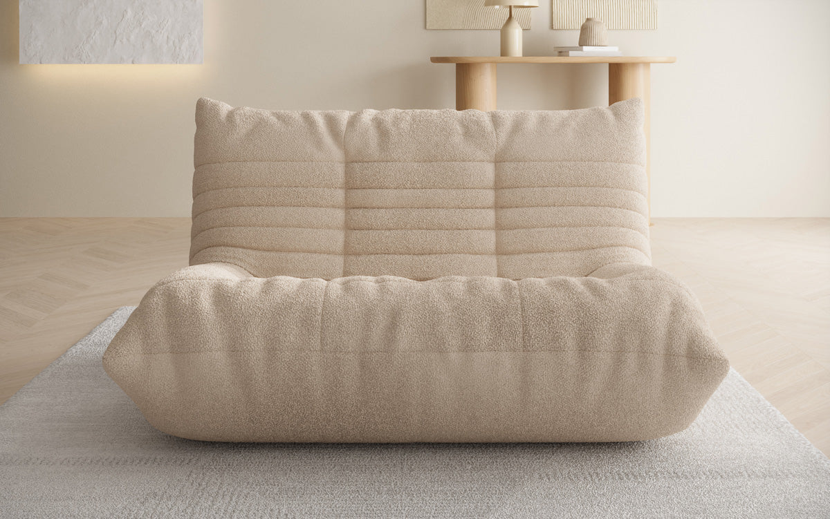 Designer 2-Seater Sofa Calmo in Teddy Bouclé