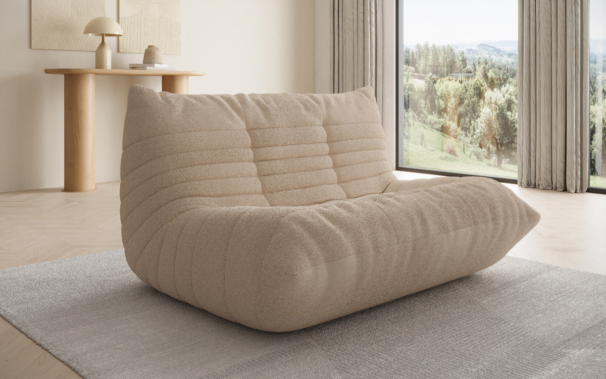 Designer 2-Seater Sofa Calmo in Teddy Bouclé