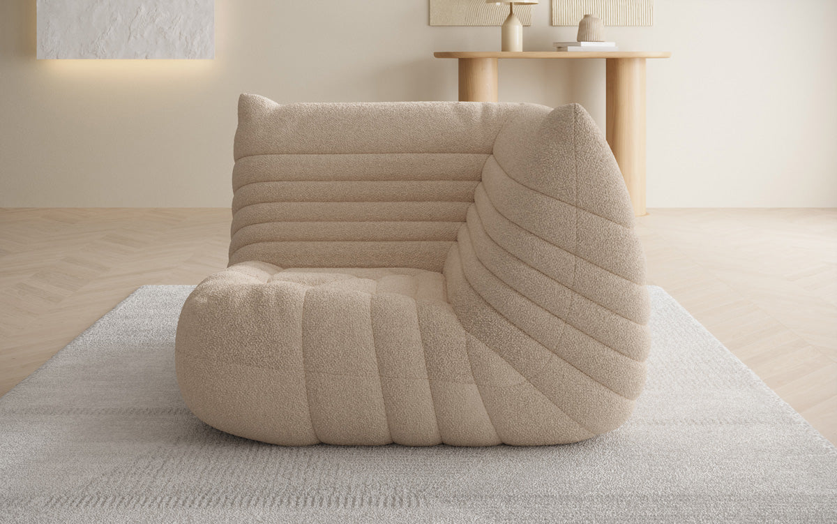 Designer Eckmodul Sofa Armchair Calmo in Teddy Bouclé