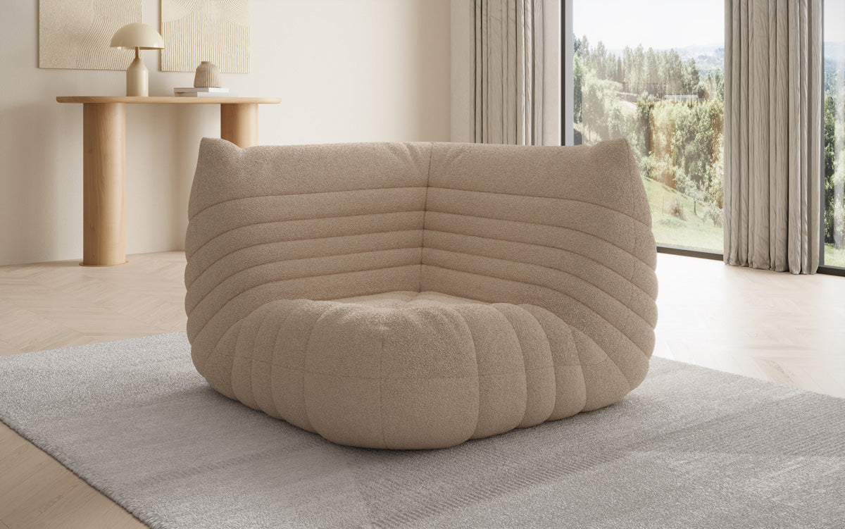 Designer Eckmodul Sofa Armchair Calmo in Teddy Bouclé