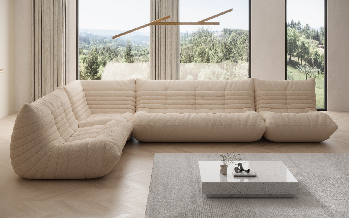 Designer Sofa Living Landscape Calmo in Teddy Bouclé
