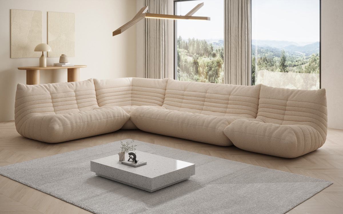Designer Sofa Living Landscape Calmo in Teddy Bouclé