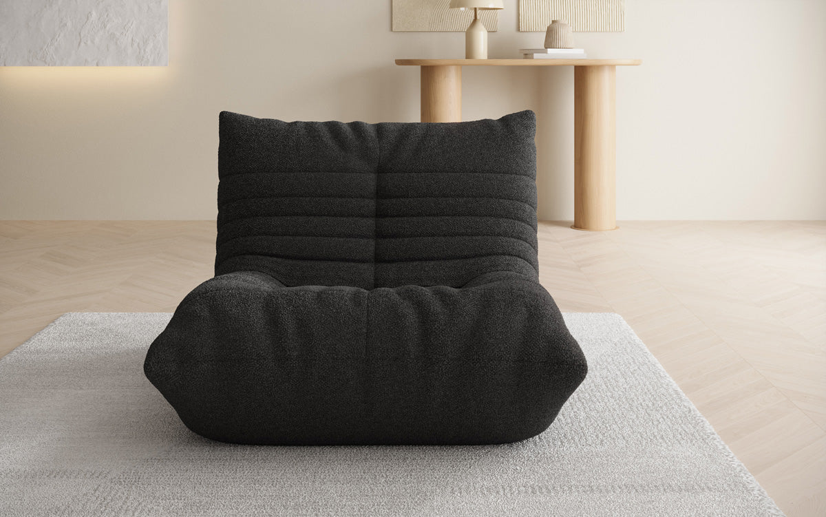 Designer sofa armchair Calmo in teddy bouclé