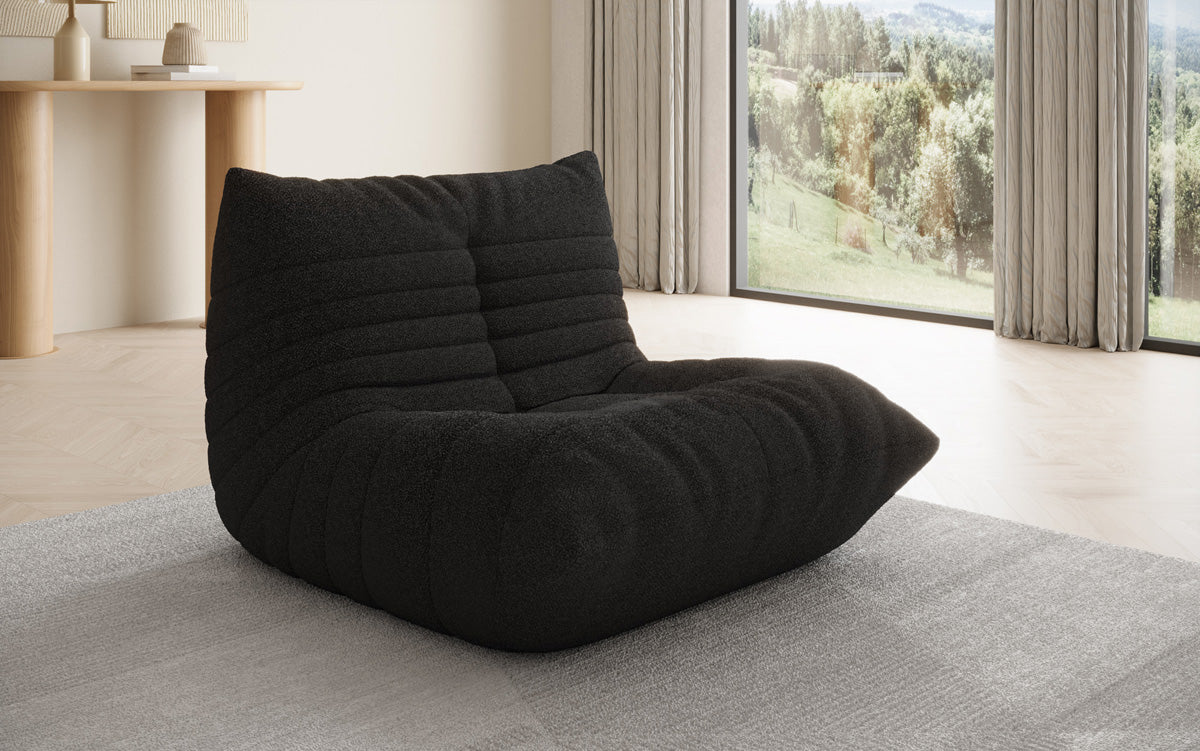 Designer sofa armchair Calmo in teddy bouclé