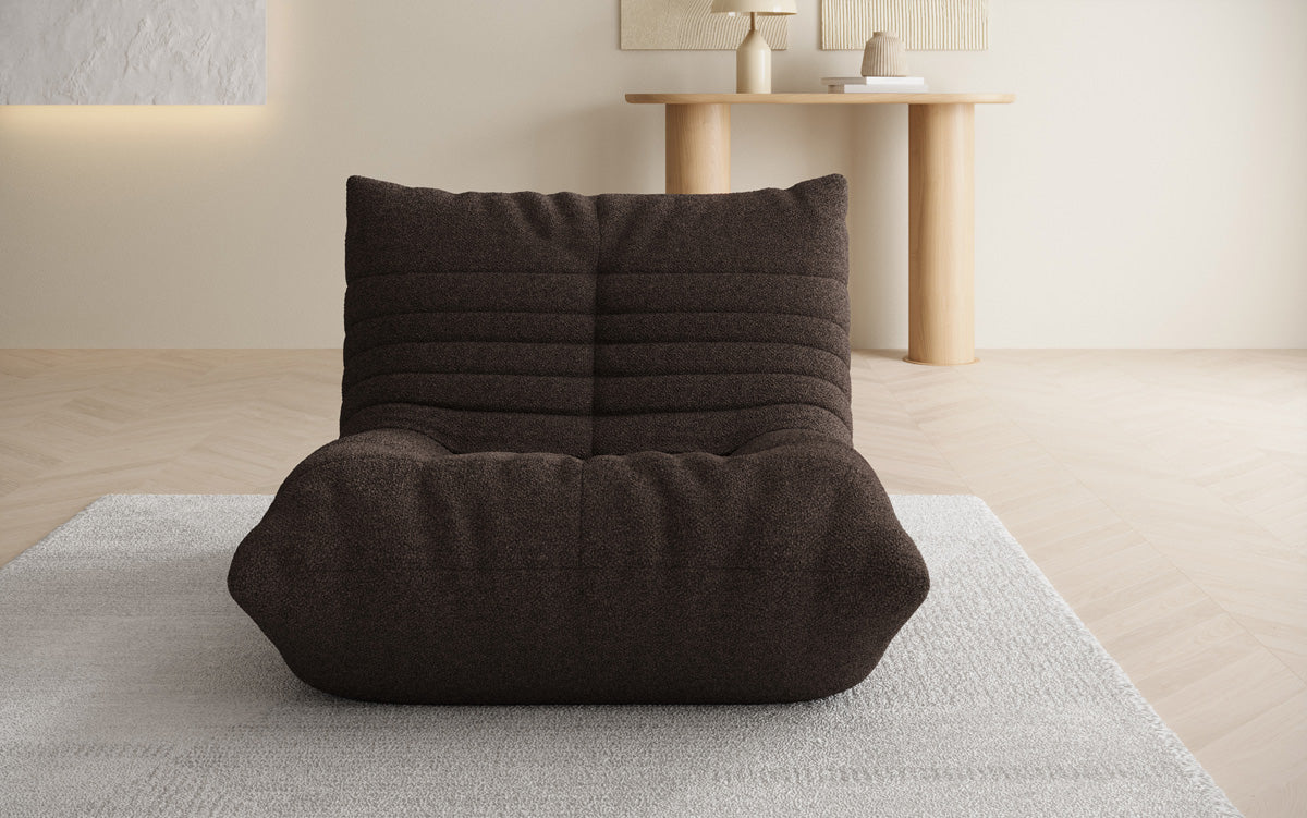 Designer sofa armchair Calmo in teddy bouclé