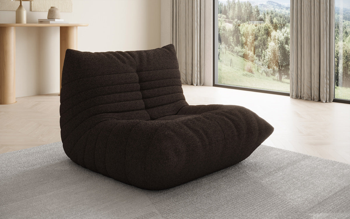 Designer sofa armchair Calmo in teddy bouclé